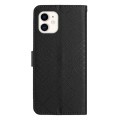 For iPhone 12 / 12 Pro Rhombic Grid Texture Leather Phone Case(Black)