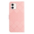 For iPhone 12 / 12 Pro Rhombic Grid Texture Leather Phone Case(Pink)
