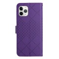 For iPhone 11 Pro Max Rhombic Grid Texture Leather Phone Case(Purple)