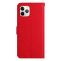 For iPhone 11 Pro Max Rhombic Grid Texture Leather Phone Case(Red)