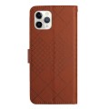 For iPhone 11 Pro Max Rhombic Grid Texture Leather Phone Case(Brown)