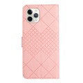For iPhone 11 Pro Max Rhombic Grid Texture Leather Phone Case(Pink)