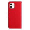 For iPhone 11 Rhombic Grid Texture Leather Phone Case(Red)
