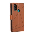 For Infinix Hot 9 Play PU Genuine Leather Texture Embossed Line Phone Case(Brown)