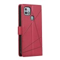 For Infinix Hot 10i PU Genuine Leather Texture Embossed Line Phone Case(Red)