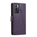 For Infinix Hot 12i PU Genuine Leather Texture Embossed Line Phone Case(Purple)