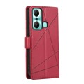 For Infinix Hot 20 Play PU Genuine Leather Texture Embossed Line Phone Case(Red)
