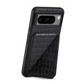 For Google Pixel 6a Denior Crocodile Texture Holder Electroplating Phone Case(Black)