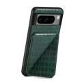 For Google Pixel 7 Denior Crocodile Texture Holder Electroplating Phone Case(Green)