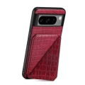 For Google Pixel 7 Denior Crocodile Texture Holder Electroplating Phone Case(Red)