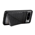 For Google Pixel 7a Denior Crocodile Texture Holder Electroplating Phone Case(Black)
