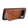 For Google Pixel 8 Denior Crocodile Texture Holder Electroplating Phone Case(Brown)