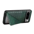 For Google Pixel 8 Pro Denior Crocodile Texture Holder Electroplating Phone Case(Green)