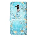 For Huawei Mate 20 lite Oil Embossed 3D Drawing Leather Phone Case(Blue Butterflies)