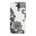 For Huawei Mate 20 lite Oil Embossed 3D Drawing Leather Phone Case(Lace Flower)