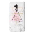 For Huawei Mate 20 lite Oil Embossed 3D Drawing Leather Phone Case(Triangular Marble)