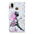 For Huawei P20 lite Oil Embossed 3D Drawing Leather Phone Case(Flower Fairy)