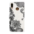 For Huawei P20 lite Oil Embossed 3D Drawing Leather Phone Case(Lace Flower)