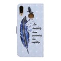 For Huawei P20 lite Oil Embossed 3D Drawing Leather Phone Case(Blue Feather)
