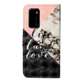 For Huawei P40 Oil Embossed 3D Drawing Leather Phone Case(Stitching Marble)