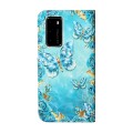 For Huawei P40 Oil Embossed 3D Drawing Leather Phone Case(Blue Butterflies)