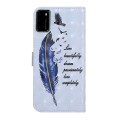 For Huawei P40 Oil Embossed 3D Drawing Leather Phone Case(Blue Feather)