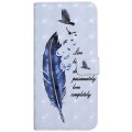 For Huawei P40 Pro Oil Embossed 3D Drawing Leather Phone Case(Blue Feather)