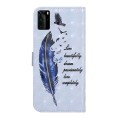 For Huawei P40 Pro Oil Embossed 3D Drawing Leather Phone Case(Blue Feather)