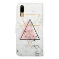 For Huawei P20 Oil Embossed 3D Drawing Leather Phone Case(Triangular Marble)