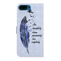 For Honor 10 Oil Embossed 3D Drawing Leather Phone Case(Blue Feather)
