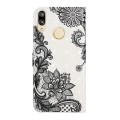 For Honor 10 Lite Oil Embossed 3D Drawing Leather Phone Case(Lace Flower)