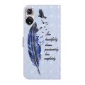 For Honor 50 Oil Embossed 3D Drawing Leather Phone Case(Blue Feather)