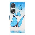 For Honor 90 Oil Embossed 3D Drawing Leather Phone Case(3 Butterflies)