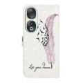 For Honor 90 Oil Embossed 3D Drawing Leather Phone Case(Feather)