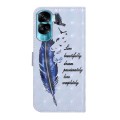 For Honor 90 Lite Oil Embossed 3D Drawing Leather Phone Case(Blue Feather)