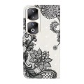 For Honor 90 Pro Oil Embossed 3D Drawing Leather Phone Case(Lace Flower)