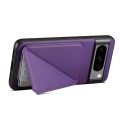 For Google Pixel 6 Pro Denior Calf Texture Holder Electroplating Phone Case(Purple)