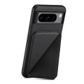 For Google Pixel 8 Denior Calf Texture Holder Electroplating Phone Case(Black)