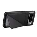 For Google Pixel 8 Denior Calf Texture Holder Electroplating Phone Case(Black)