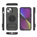 For iPhone 14 Carbon Fiber Texture PC + TPU Phone Case with Metal Holder(Black)