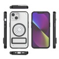 For iPhone 14 Carbon Fiber Texture PC + TPU Phone Case with Metal Holder(White)