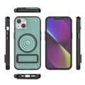 For iPhone 14 Carbon Fiber Texture PC + TPU Phone Case with Metal Holder(Green)