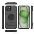 For iPhone 14 Plus Carbon Fiber Texture PC + TPU Phone Case with Metal Holder(Black)