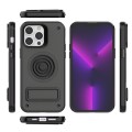 For iPhone 14 Pro Max Carbon Fiber Texture PC + TPU Phone Case with Metal Holder(Black)