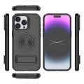 For iPhone 15 Pro Max Carbon Fiber Texture PC + TPU Phone Case with Metal Holder(Black)