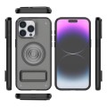 For iPhone 15 Pro Max Carbon Fiber Texture PC + TPU Phone Case with Metal Holder(Grey)