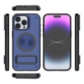 For iPhone 15 Pro Max Carbon Fiber Texture PC + TPU Phone Case with Metal Holder(Blue)