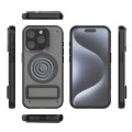 For iPhone 15 Pro Carbon Fiber Texture PC + TPU Phone Case with Metal Holder(Grey)