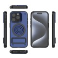 For iPhone 15 Pro Carbon Fiber Texture PC + TPU Phone Case with Metal Holder(Blue)