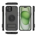 For iPhone 15 Plus Carbon Fiber Texture PC + TPU Phone Case with Metal Holder(Black)